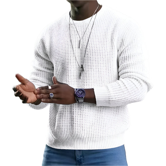 Men's Casual Solid Colour Knitted Wool Jumper | Ideal for Autumn/Winter