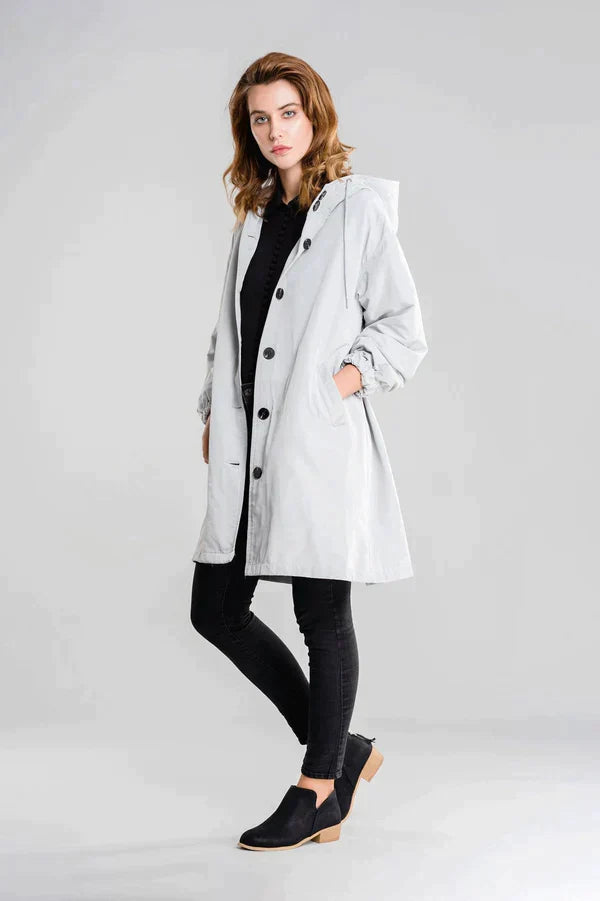 Women's Casual Buttoned Raincoat with Hood | Ideal for Winter