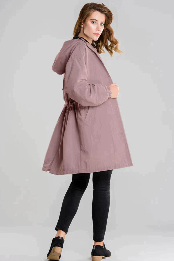 Women's Casual Buttoned Raincoat with Hood | Ideal for Winter