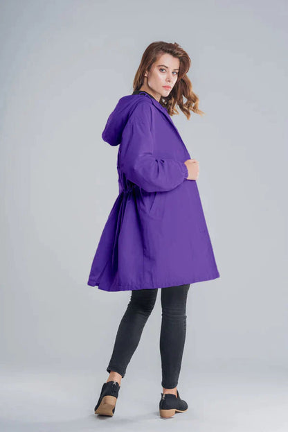 Women's Casual Buttoned Raincoat with Hood | Ideal for Winter