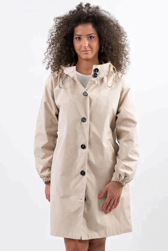 Women's Casual Buttoned Raincoat with Hood | Ideal for Winter