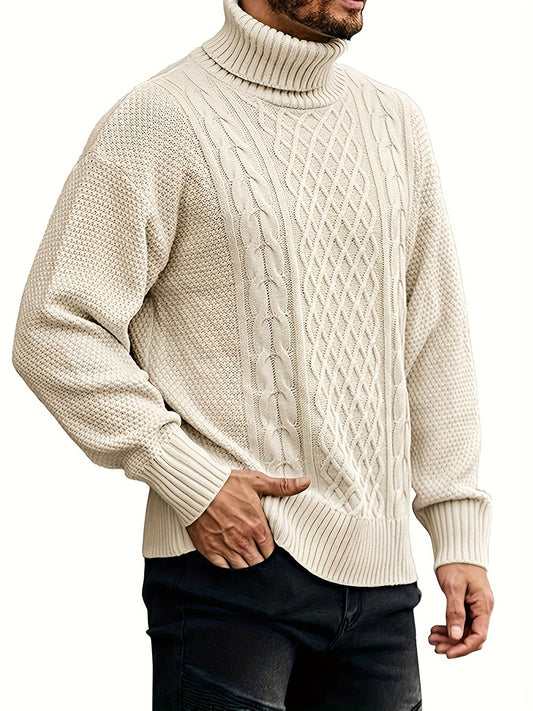 Men's Casual Knitted Wool Turtleneck Sweater | Ideal for Winter