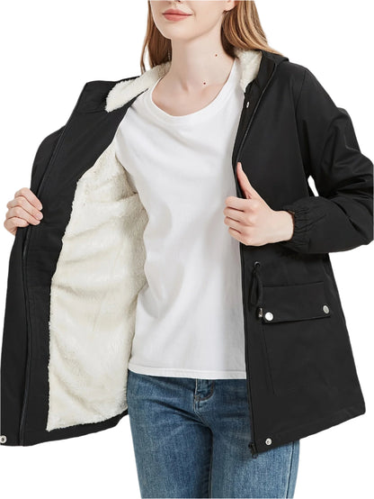 Women's Stylish Fleece Parka Jacket with Hood | Ideal for Winter