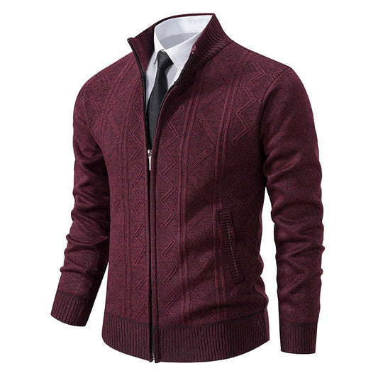 Men's Elegant Zip-Up Patterned Knitted Sweater | Ideal for WInter