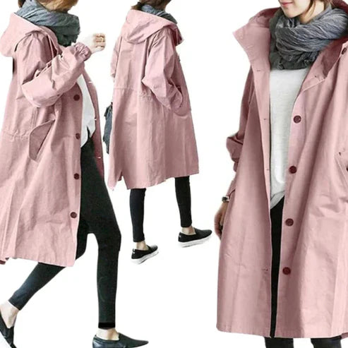 Women's Warm Buttoned Raincoat with Oversized Fit | Ideal for Winter