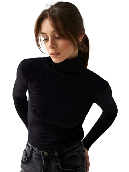 Women's Casual Slim Fit Turtleneck Knitted Sweater | Ideal for Winter