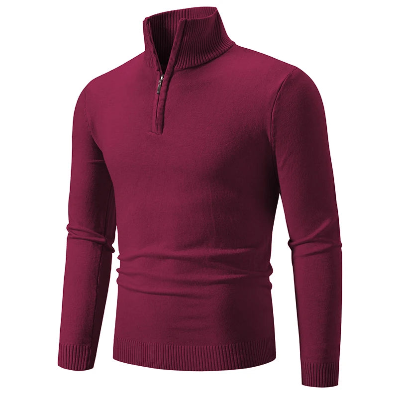 Men's Casual Slim-Fit Quarter-Zip Sweater with Elastic Collar | Ideal for Autumn/Winter