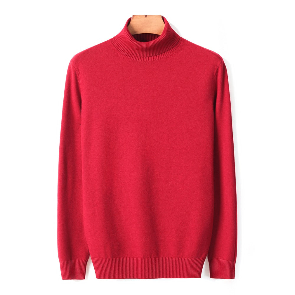 Men's Comfortable Solid Colour Knitted Turtleneck Swaeter | Ideal for Autumn/Winter