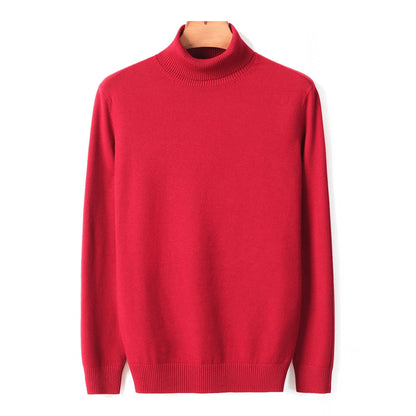 Men's Comfortable Solid Colour Knitted Turtleneck Swaeter | Ideal for Autumn/Winter