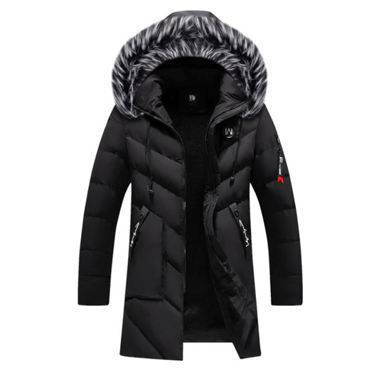 Men's Padded Winter Coat with Fur Hood and Pockets | Perfect for Autumn/Winter