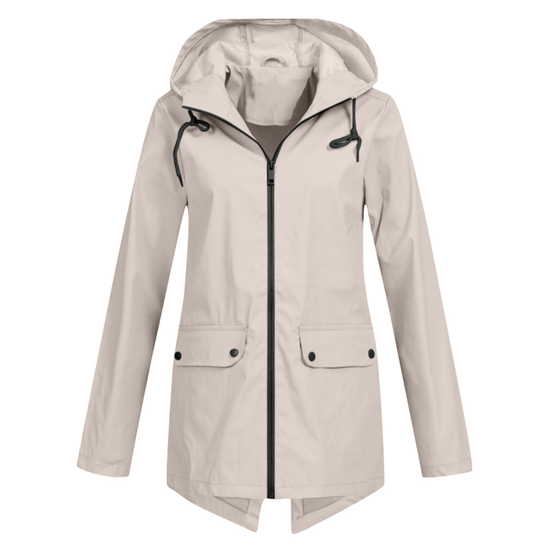 Women's Casual Hooded Raincoat with Pockets | Ideal for Autumn/Winter