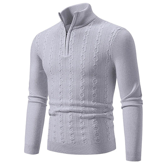 Men's Casual Slim-Fit Quarter-Zip Sweater with Elastic Collar | Ideal for Autumn/Winter