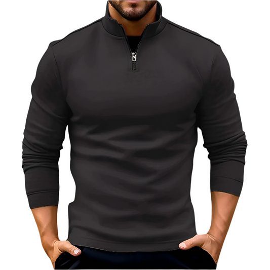 Men's Casual Stand-Up Collar Solid Colour Jumper | Ideal for Autumn/Winter