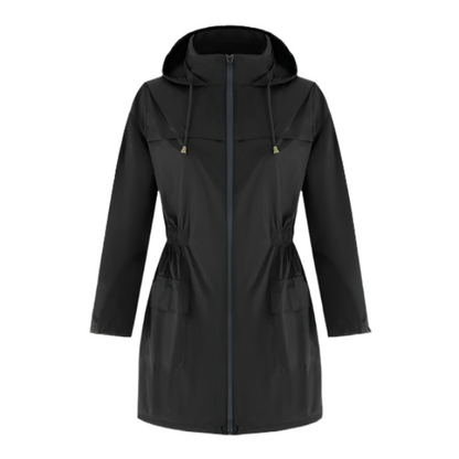 Women's Casual Full-Zip Rain Jacket with Elasticated Waist | Ideal for Autumn/Winter