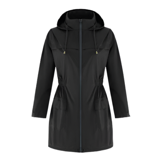 Women's Casual Full-Zip Rain Jacket with Elasticated Waist | Ideal for Autumn/Winter