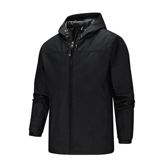 Men's Comfortable Zip-Up Waterproof Rain Jacket with Hood  | Ideal for Autumn/Winter