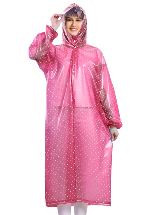 Women's Comfortable Polka Dot Waterproof Rain Jacket | Perfect for Autumn/Winter