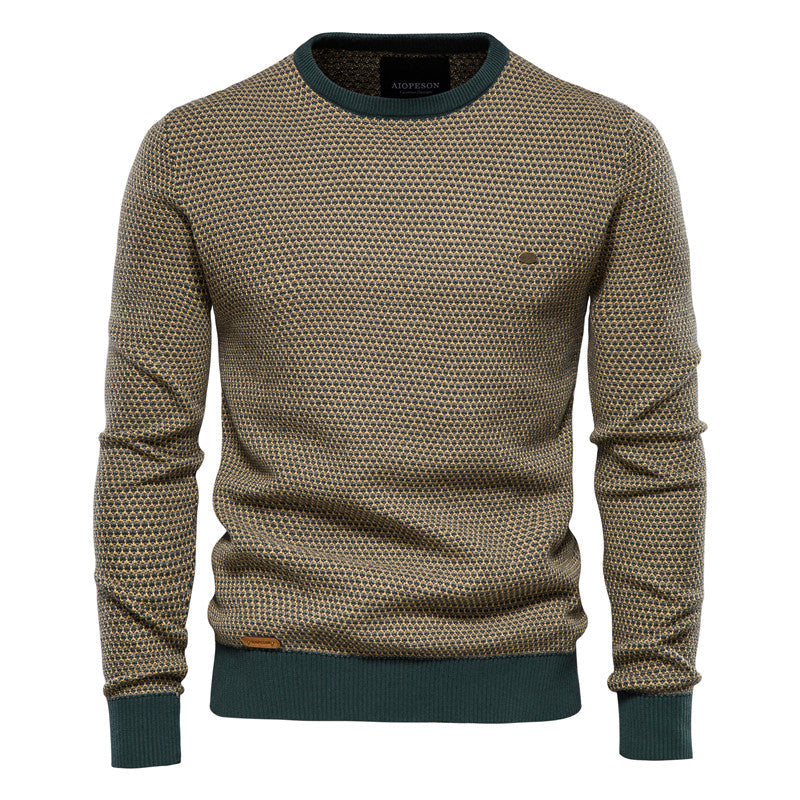 Men's Elegant Two-Tone Knitted Jumper | Ideal for Autumn/Winter