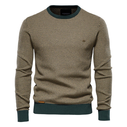 Men's Elegant Two-Tone Knitted Jumper | Ideal for Autumn/Winter