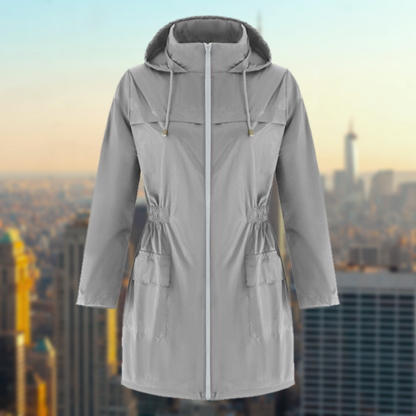 Women's Casual Full-Zip Rain Jacket with Elasticated Waist | Ideal for Autumn/Winter