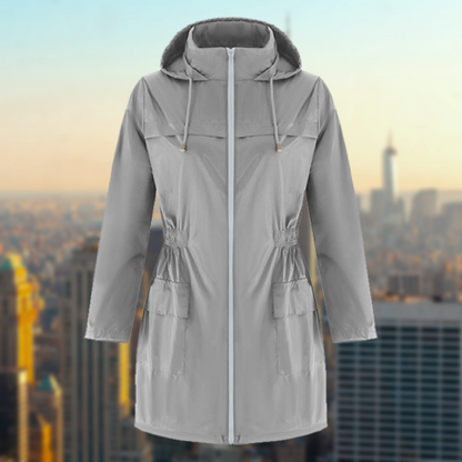 Women's Casual Full-Zip Rain Jacket with Elasticated Waist | Ideal for Autumn/Winter