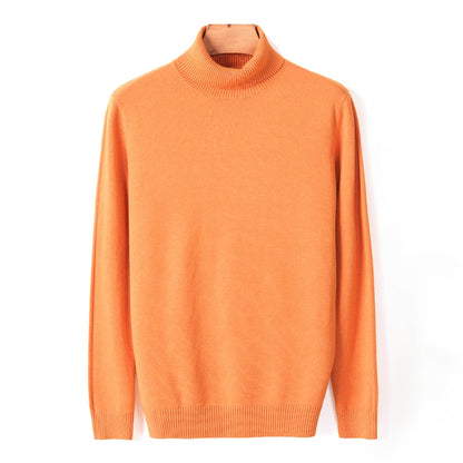 Men's Comfortable Solid Colour Knitted Turtleneck Swaeter | Ideal for Autumn/Winter