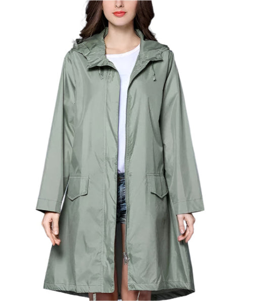 Women's Casual Zip-Up Raincoat with Pockets | Ideal for Autumn/Winter