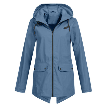 Women's Casual Hooded Raincoat with Pockets | Ideal for Autumn/Winter