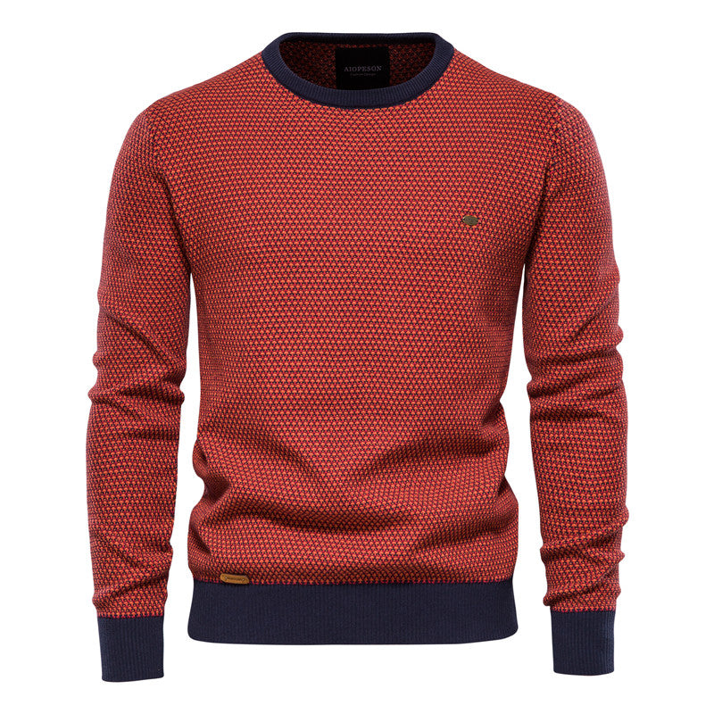 Men's Elegant Two-Tone Knitted Jumper | Ideal for Autumn/Winter