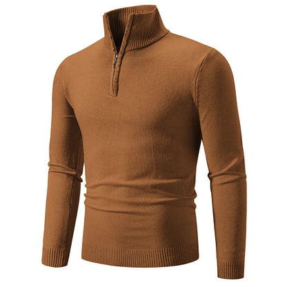 Men's Casual Slim-Fit Quarter-Zip Sweater with Elastic Collar | Ideal for Autumn/Winter