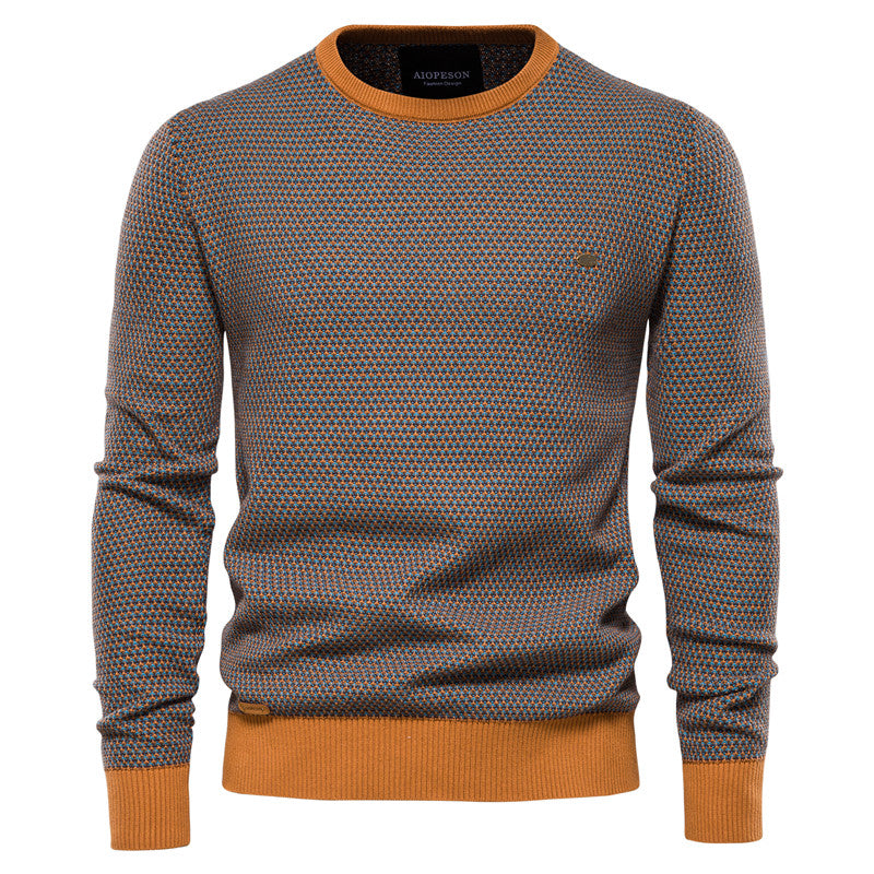 Men's Elegant Two-Tone Knitted Jumper | Ideal for Autumn/Winter