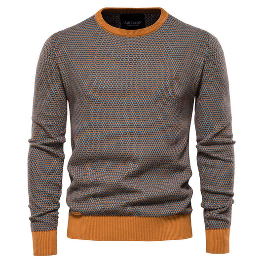 Men's Elegant Two-Tone Knitted Jumper | Ideal for Autumn/Winter