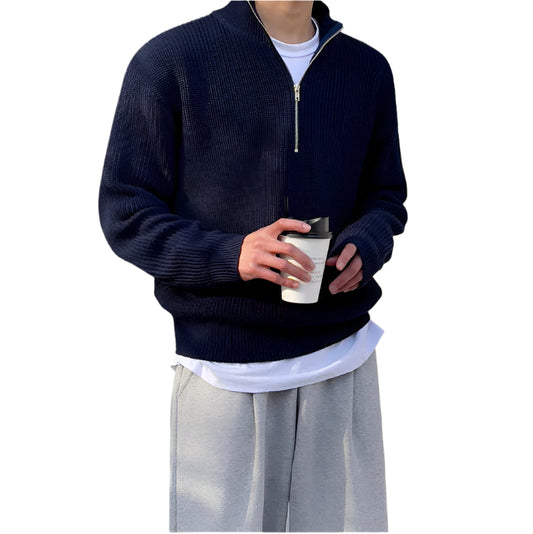 Men's Casual Quarter-Zip Oversized Jumper | Ideal for Autumn/Winter