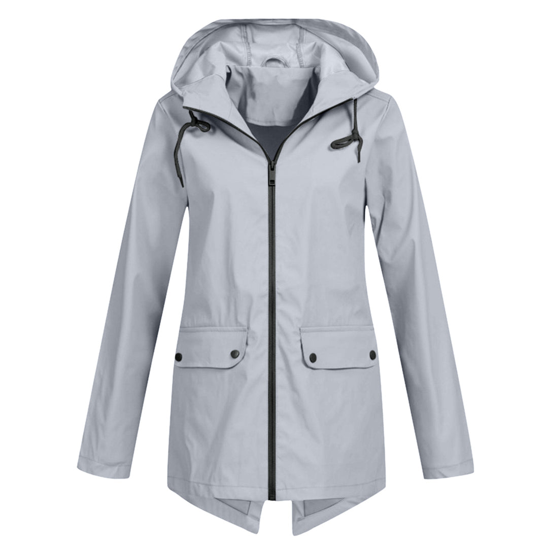 Women's Casual Hooded Raincoat with Pockets | Ideal for Autumn/Winter