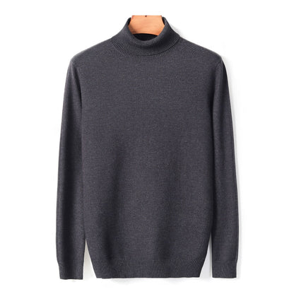 Men's Comfortable Solid Colour Knitted Turtleneck Swaeter | Ideal for Autumn/Winter