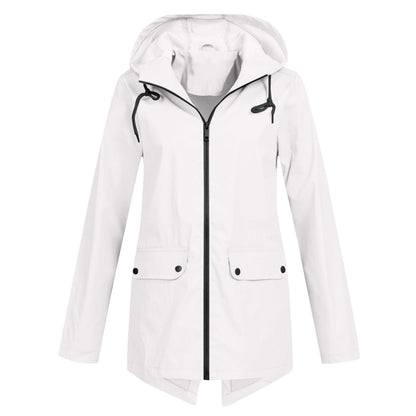 Women's Casual Hooded Raincoat with Pockets | Ideal for Autumn/Winter