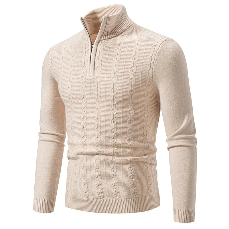 Men's Casual Slim-Fit Quarter-Zip Sweater with Elastic Collar | Ideal for Autumn/Winter