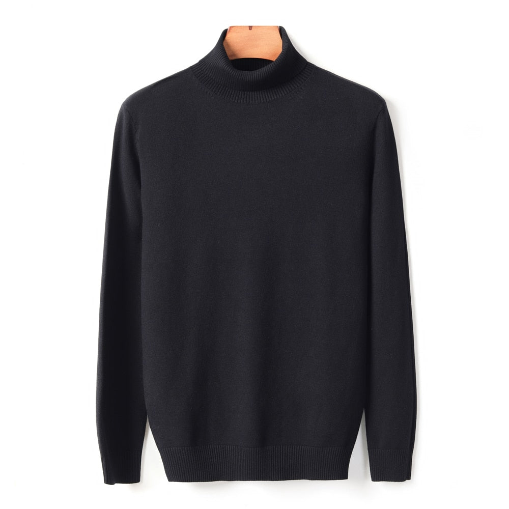 Men's Comfortable Solid Colour Knitted Turtleneck Swaeter | Ideal for Autumn/Winter