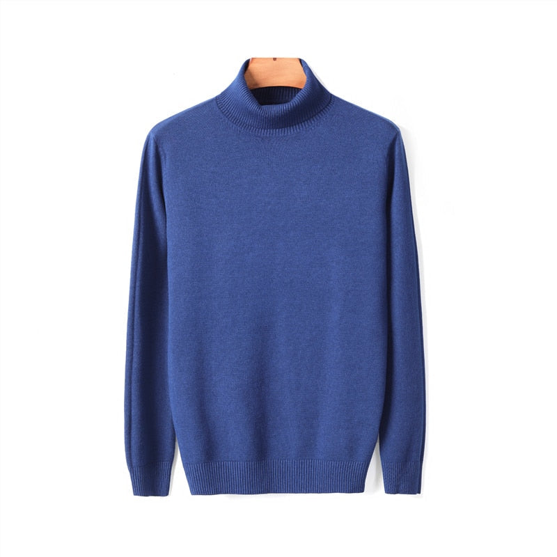 Men's Comfortable Solid Colour Knitted Turtleneck Swaeter | Ideal for Autumn/Winter