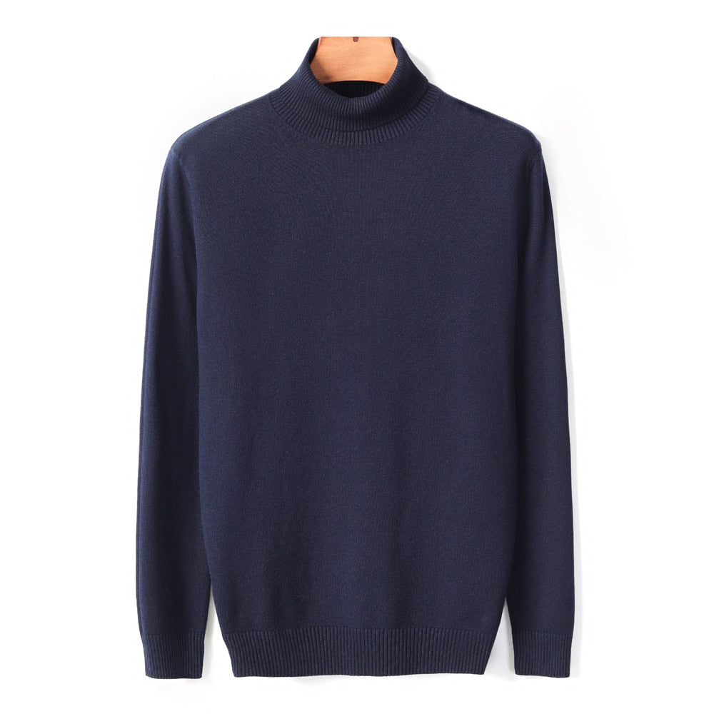 Men's Comfortable Solid Colour Knitted Turtleneck Swaeter | Ideal for Autumn/Winter